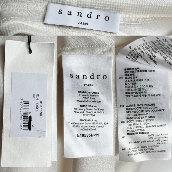 Sandro White Drapey Back Cut Out Shirt Women’s Top 2 - Picture 9 of 10